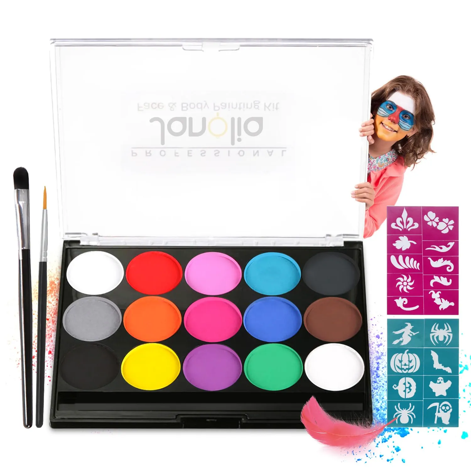 Janolia Kinderschminken Set Erdfarbe 18 Farben mit Pinsel