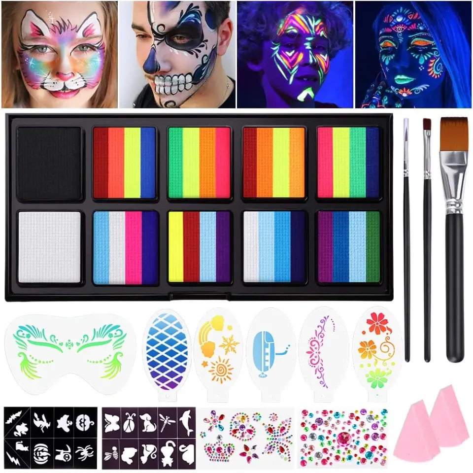 Janolia Gesichtsfarbe Kinderschminke Set Regenbogen UV 10tlg