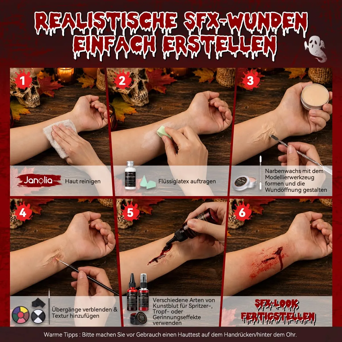 Janolia Halloween Schminke Set SFX Spezialeffekte