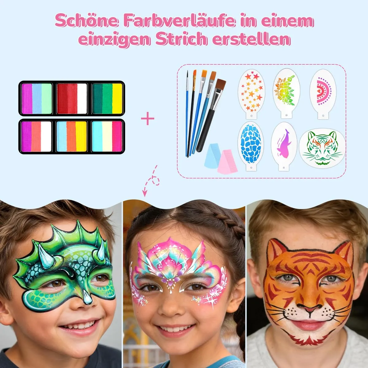 Janolia Kinderschminke Set Gesichtsfarben 48 Farben Wasserbasis