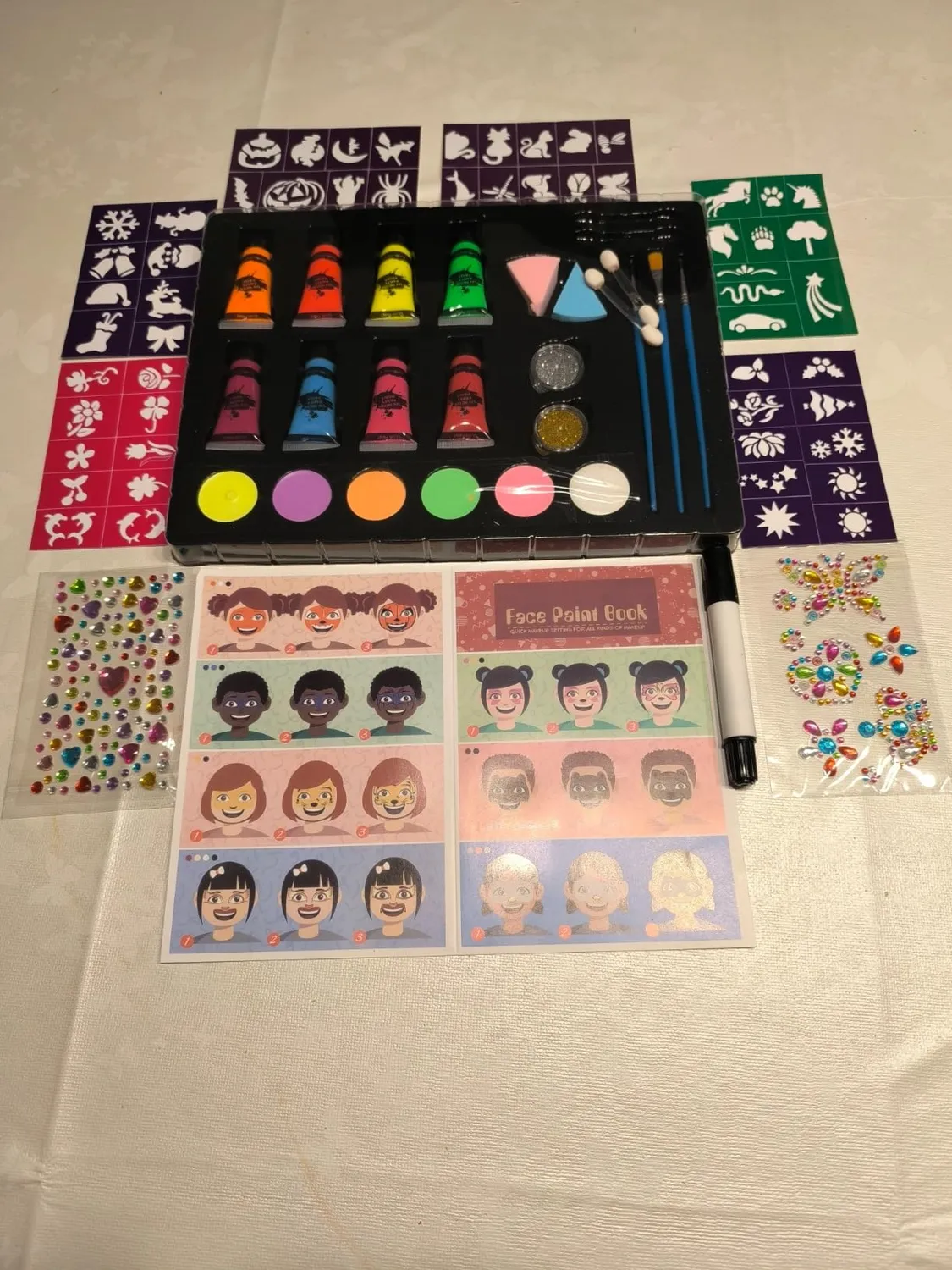 Janolia Gesichtsfarbe Kinderschminke Set 14 Farben UV-aktiv