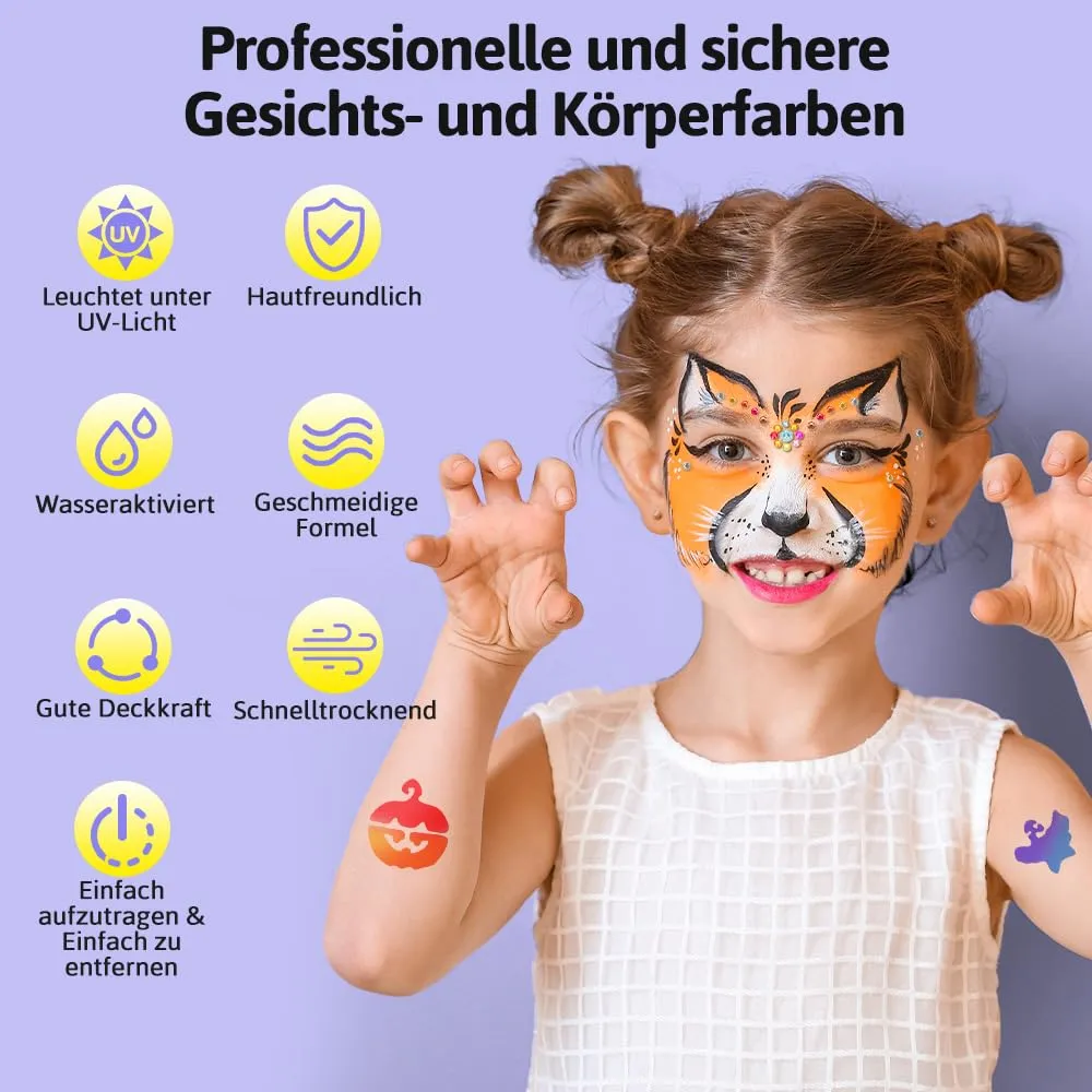 Janolia Gesichtsfarbe Kinderschminke Set Regenbogen UV 10tlg