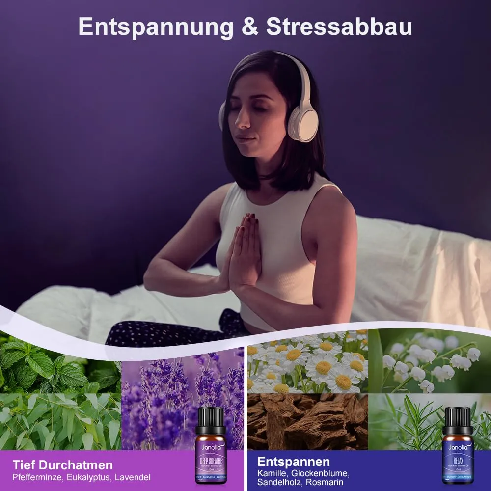 Janolia Ätherische Öle Duftöl Set 6x10ml für Diffuser