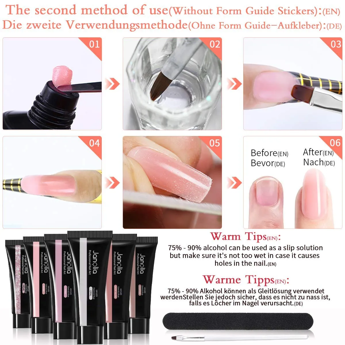 Janolia Nagelverlängerung Gel Starter Set 6 Farben