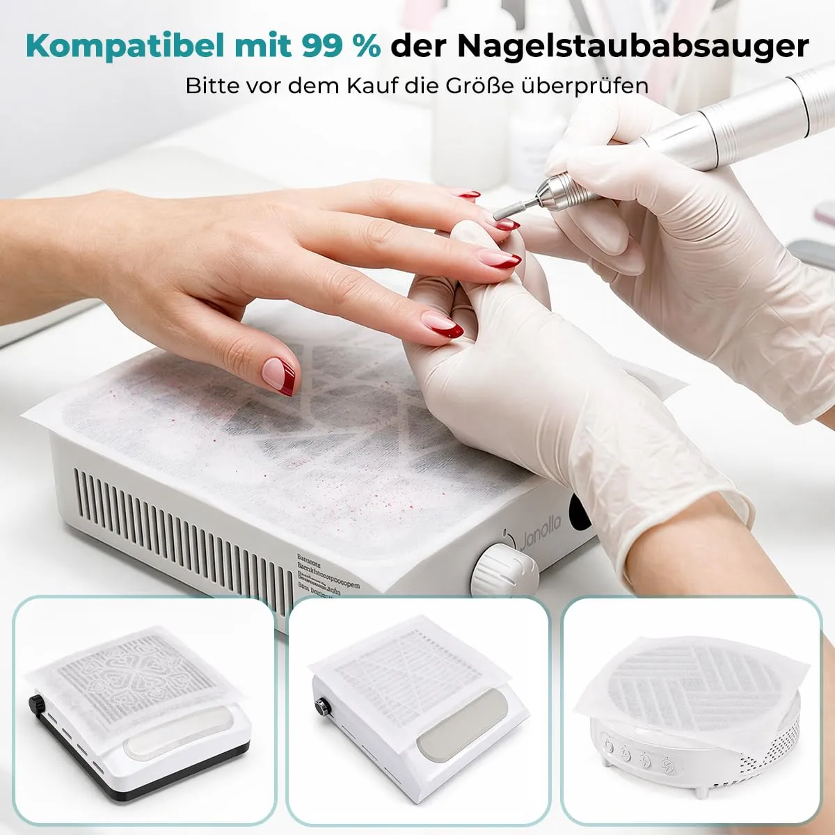 Janolia Nagelstaub Filterpapier 100 Stück PP weiß