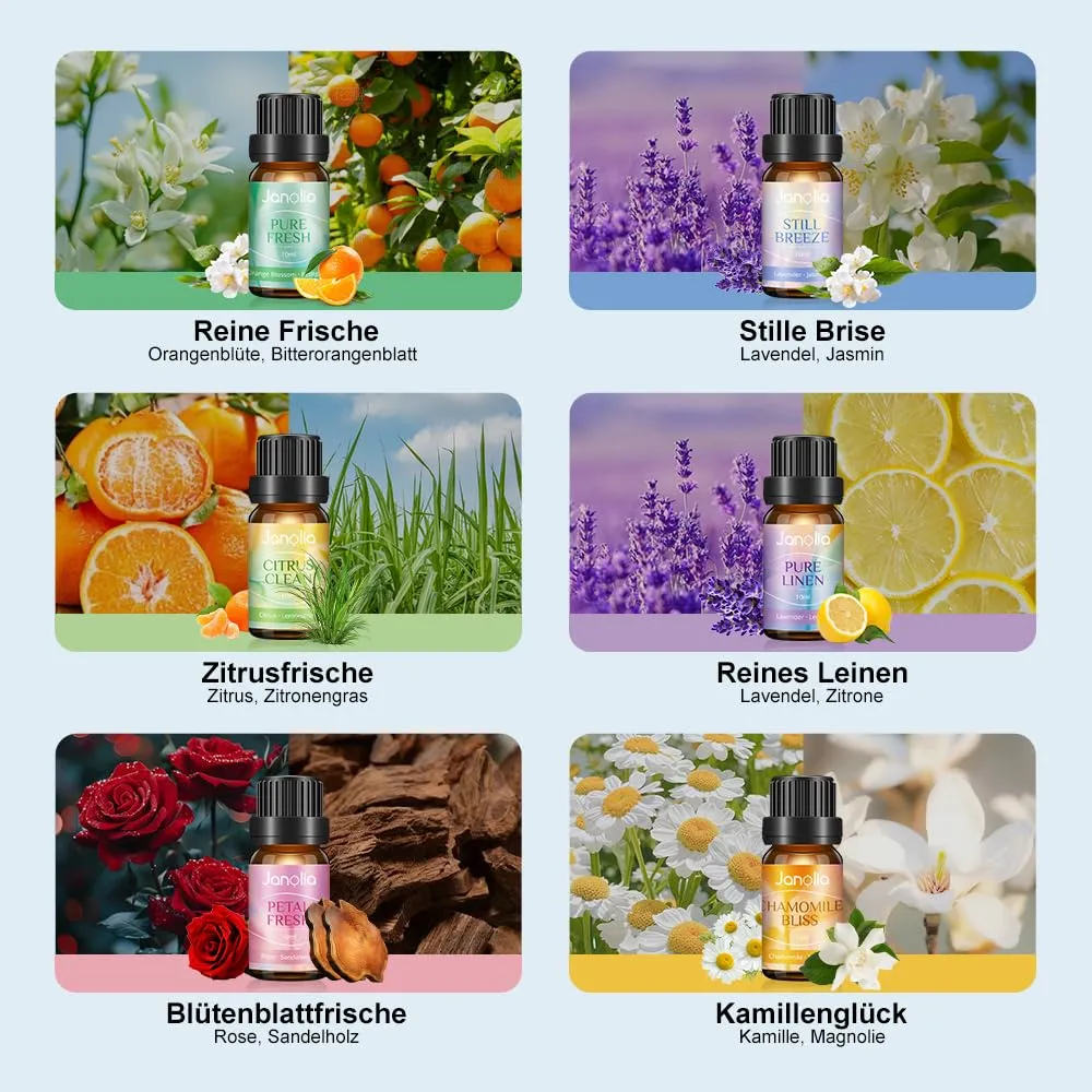 Janolia Ätherische Öle Set 6x10ml Diffuser naturrein