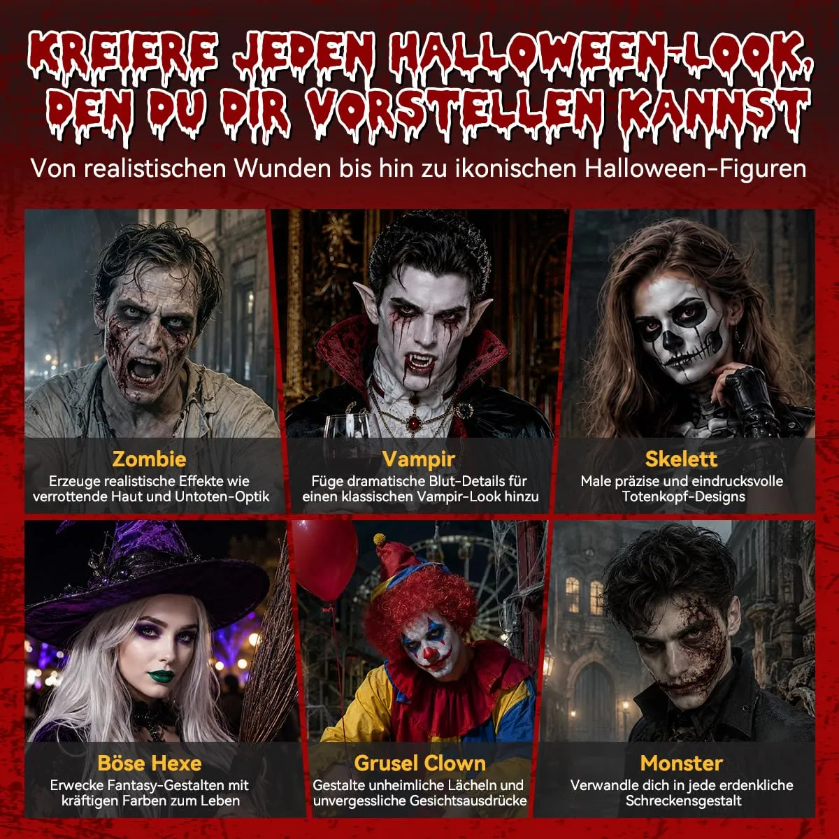 Janolia Halloween Schminke Set SFX Spezialeffekte