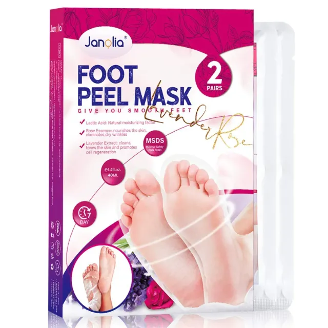 Janolia Fußmaske Peeling Socken 2 Paar Lavendel Rose