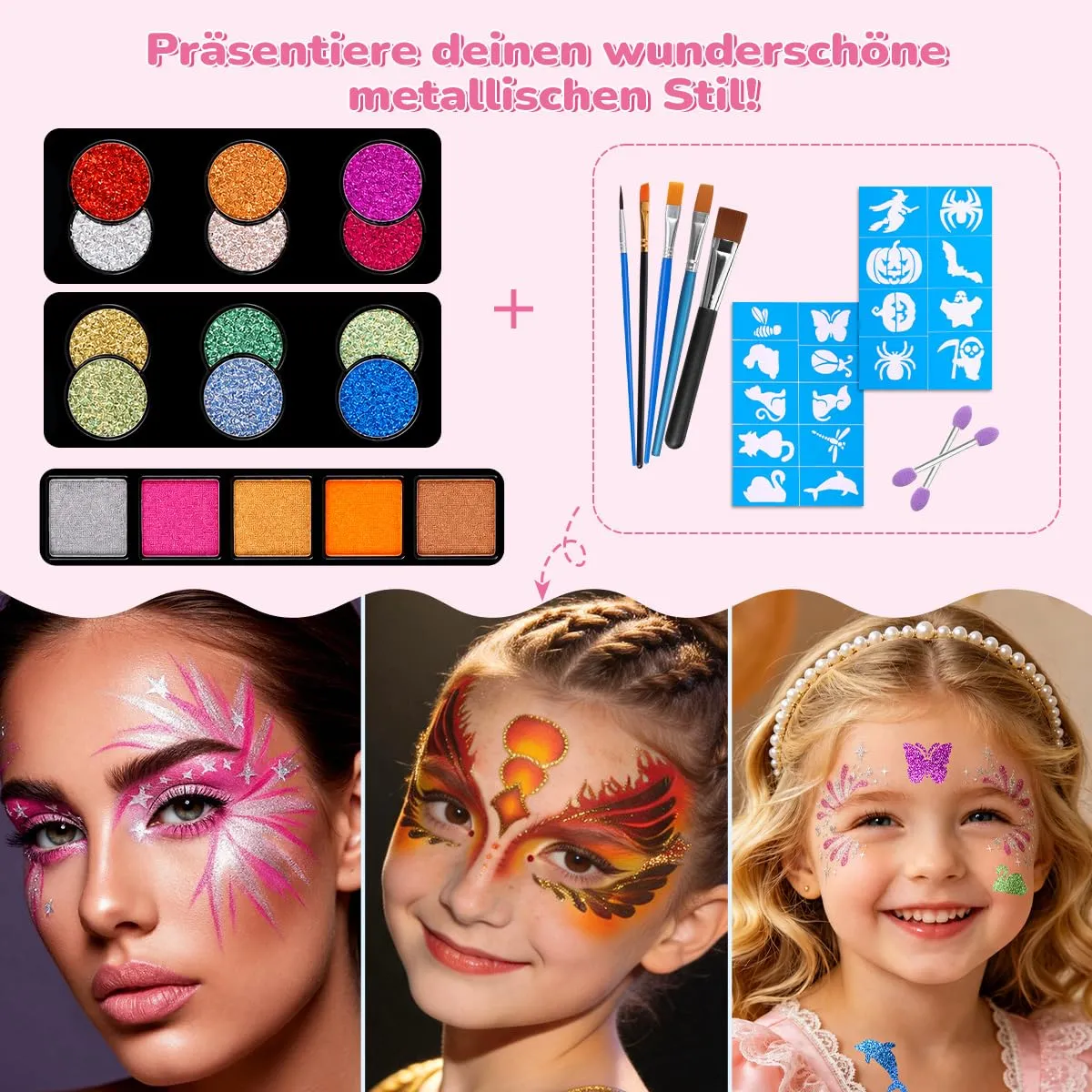 Janolia Kinderschminke Set Gesichtsfarben 48 Farben Wasserbasis