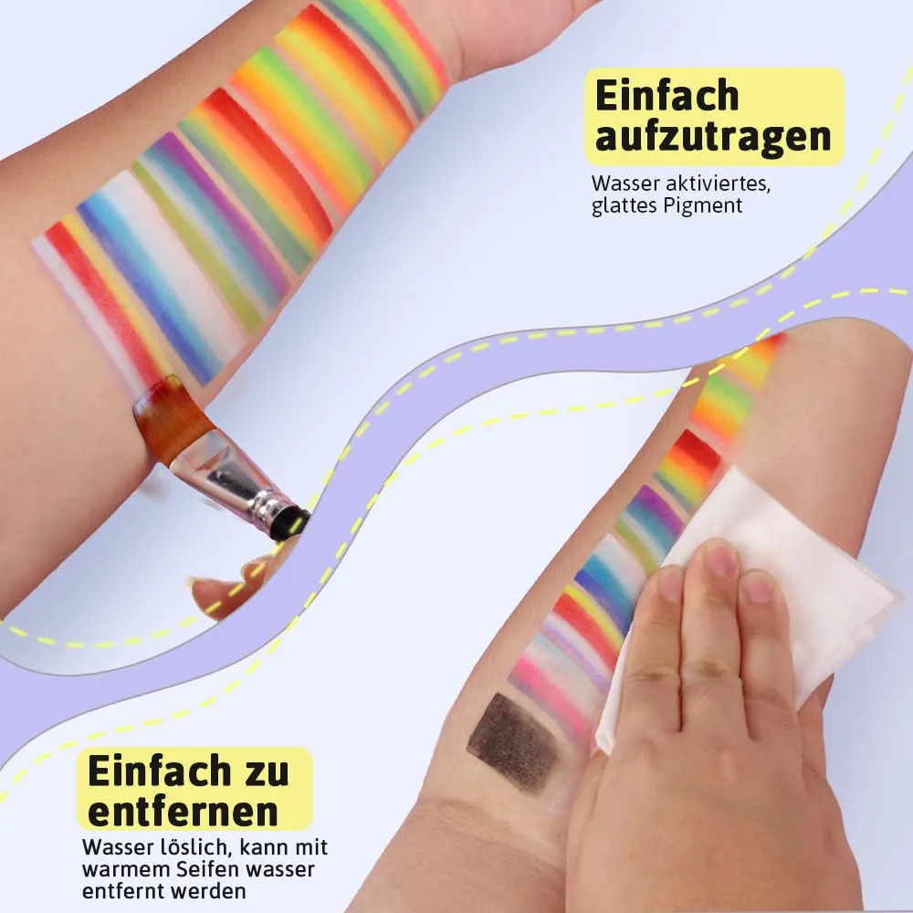 Janolia Gesichtsfarbe Kinderschminke Set Regenbogen UV 10tlg
