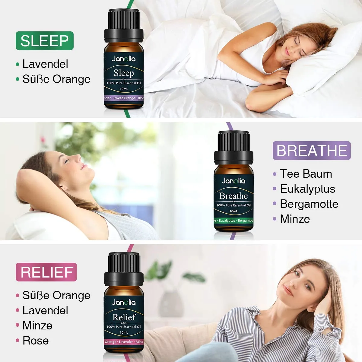 Janolia ätherische Öle Set Duftöl 6x10 ml Raum