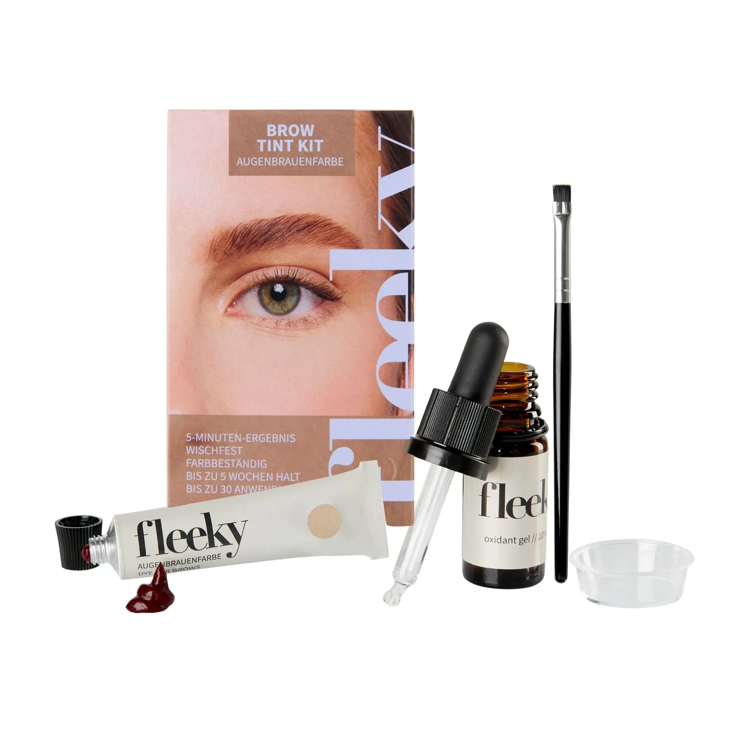 fleeky Brow Tint Kit Augenbrauenfarbe Braun Set wischfest