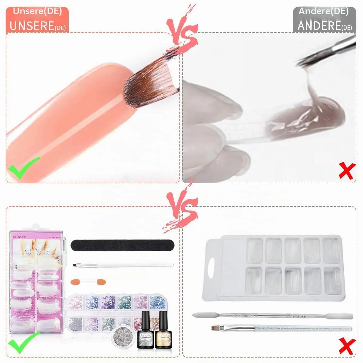 Janolia Nagelverlängerung Gel Starter Set 6 Farben