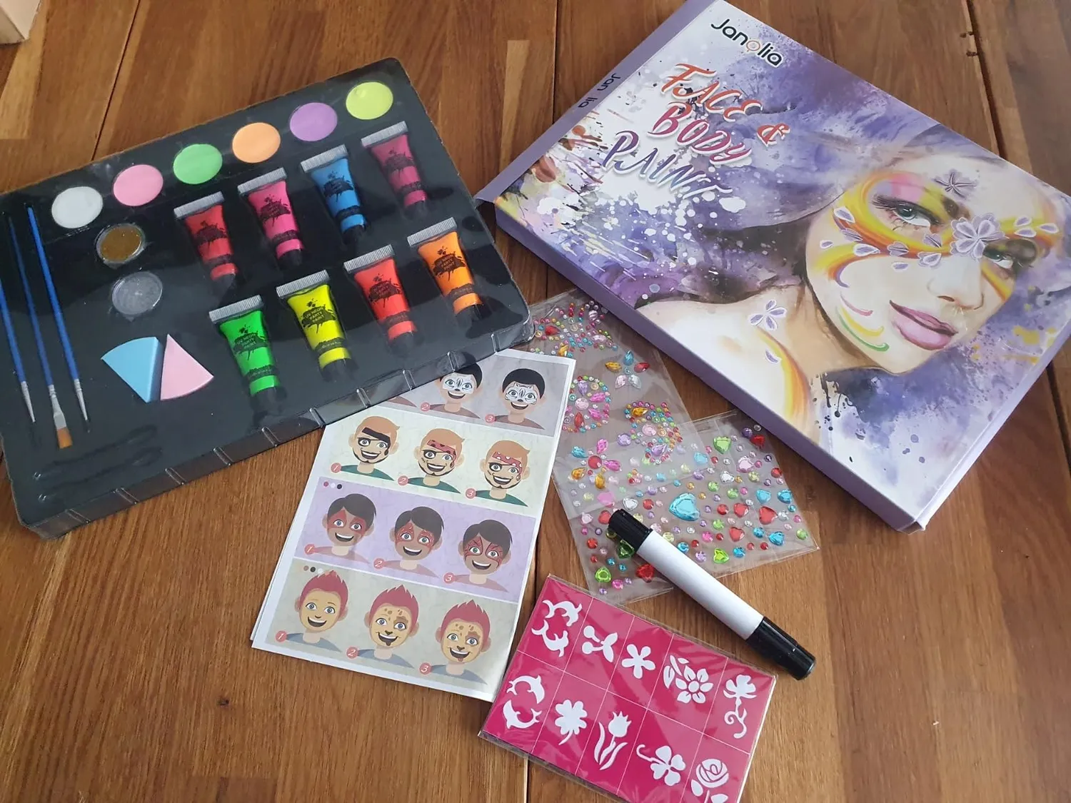 Janolia Gesichtsfarbe Kinderschminke Set 14 Farben UV-aktiv