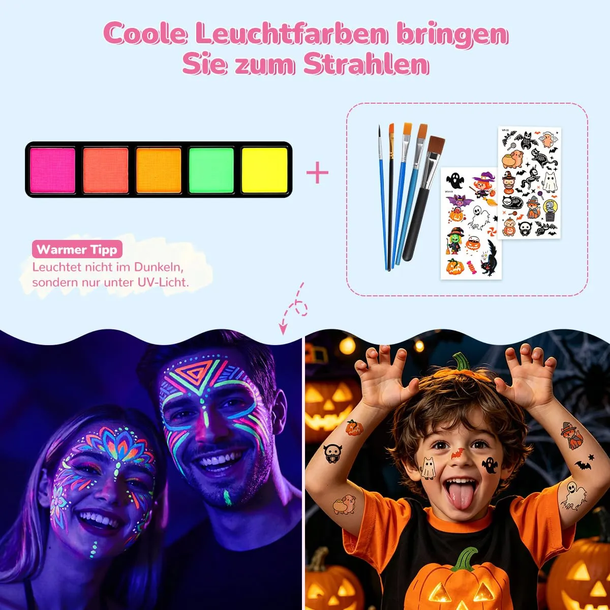 Janolia Kinderschminke Set Gesichtsfarben 48 Farben Wasserbasis