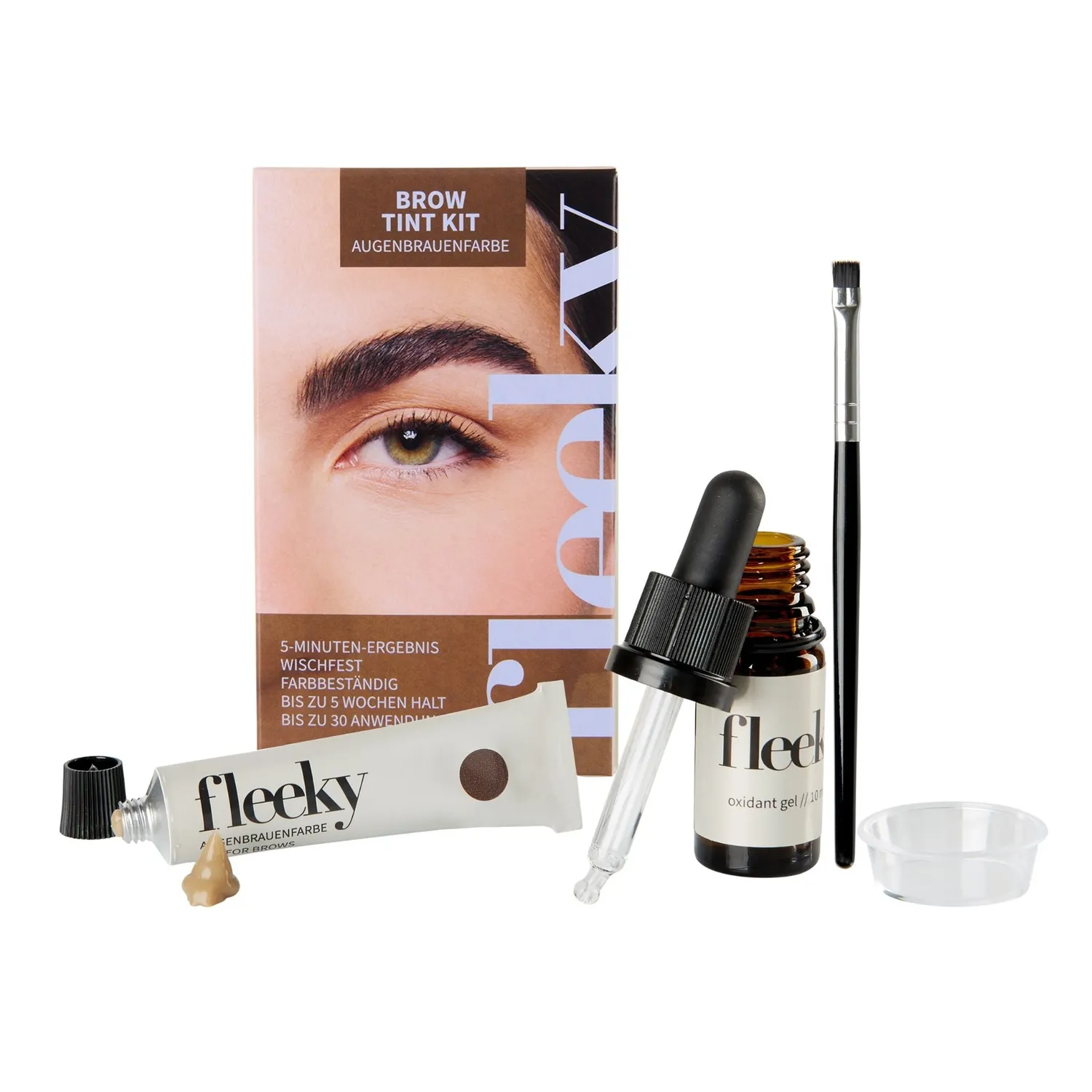 fleeky Brow Tint Kit Augenbrauenfarbe Braun Set wischfest