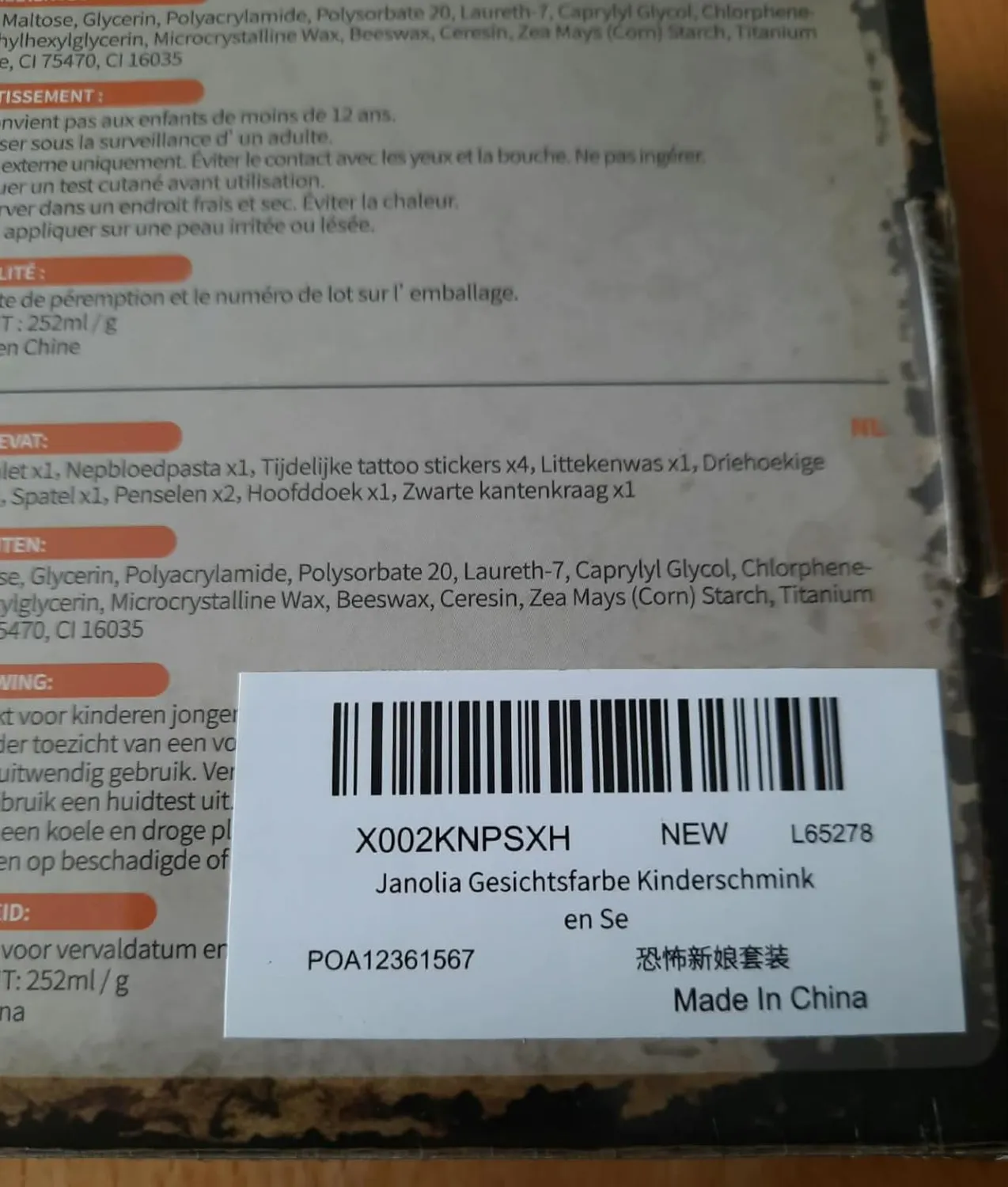 Janolia Halloween Schminke Set SFX Spezialeffekte