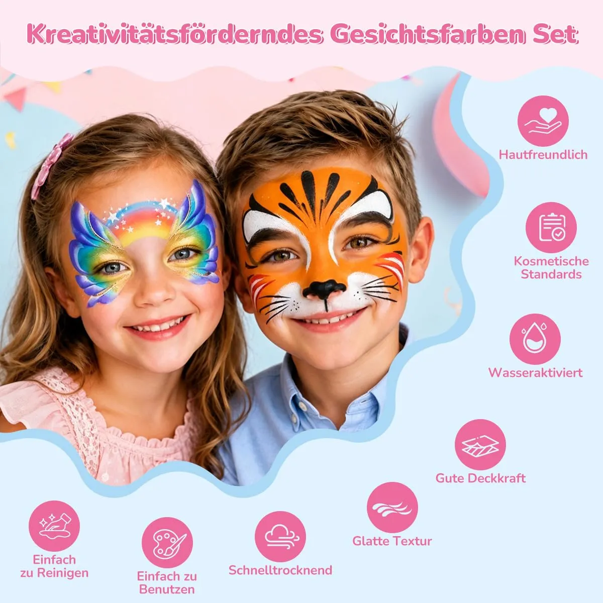 Janolia Kinderschminke Set Gesichtsfarben 48 Farben Wasserbasis