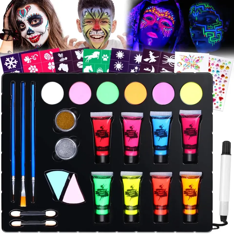 Janolia Gesichtsfarbe Kinderschminke Set 14 Farben UV-aktiv