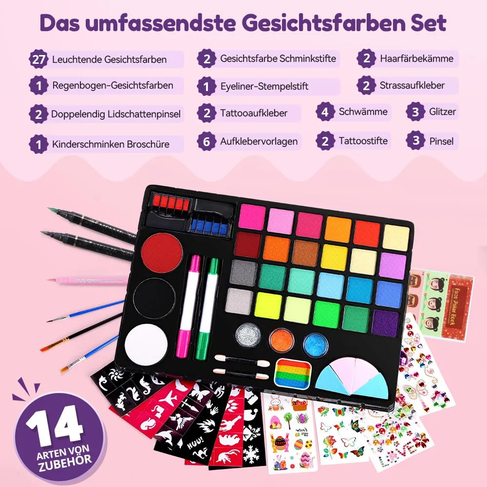 Janolia Gesichtsfarbe Kinderschminke Set 27 Farben wasserfest