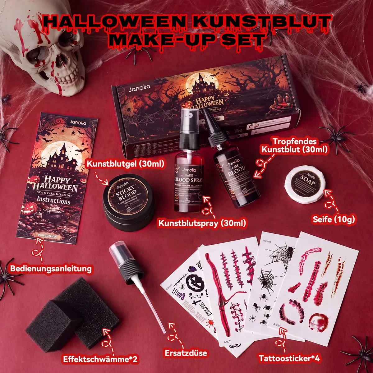 Janolia SFX02 Kunstblut Set 3x30ml auswaschbar