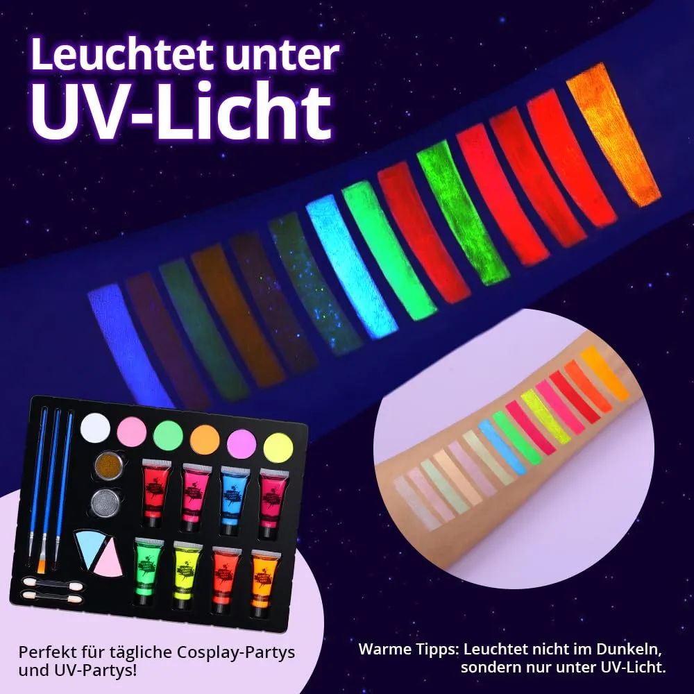 Janolia Gesichtsfarbe Kinderschminke Set 14 Farben UV-aktiv