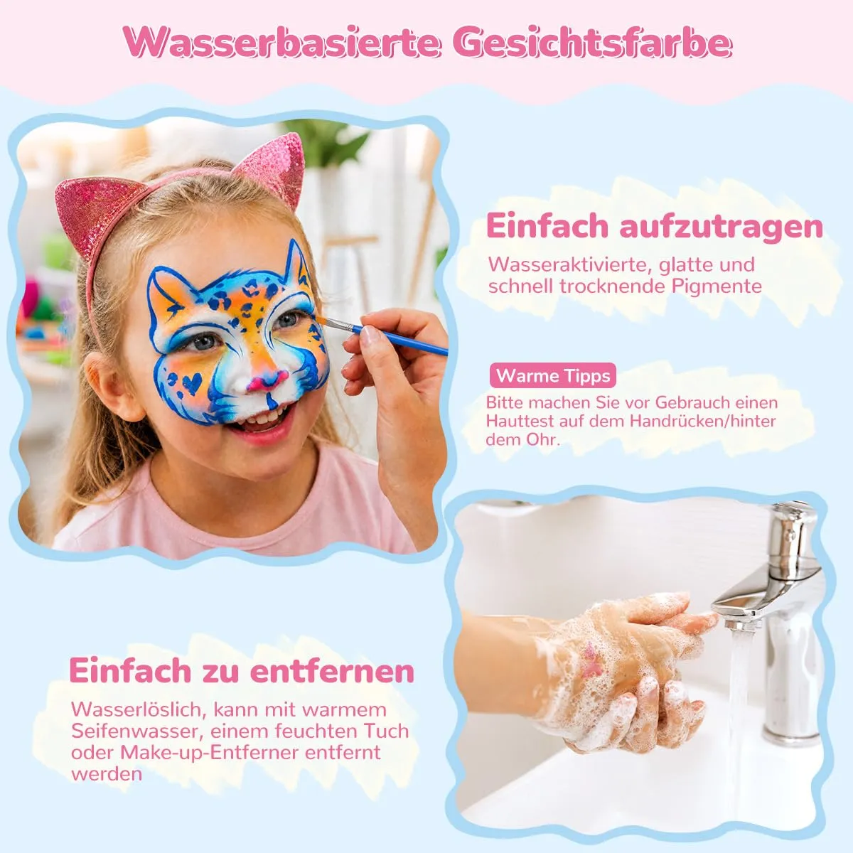 Janolia Kinderschminke Set Gesichtsfarben 48 Farben Wasserbasis