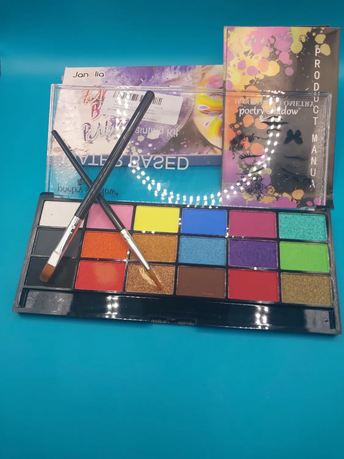 Janolia Kinderschminken Set Erdfarbe 18 Farben mit Pinsel