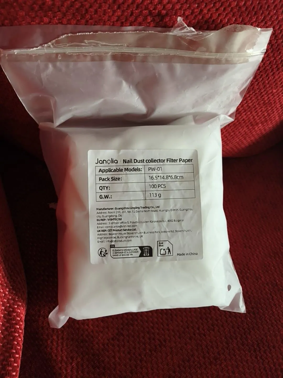 Janolia Nagelstaub Filterpapier 100 Stück PP weiß