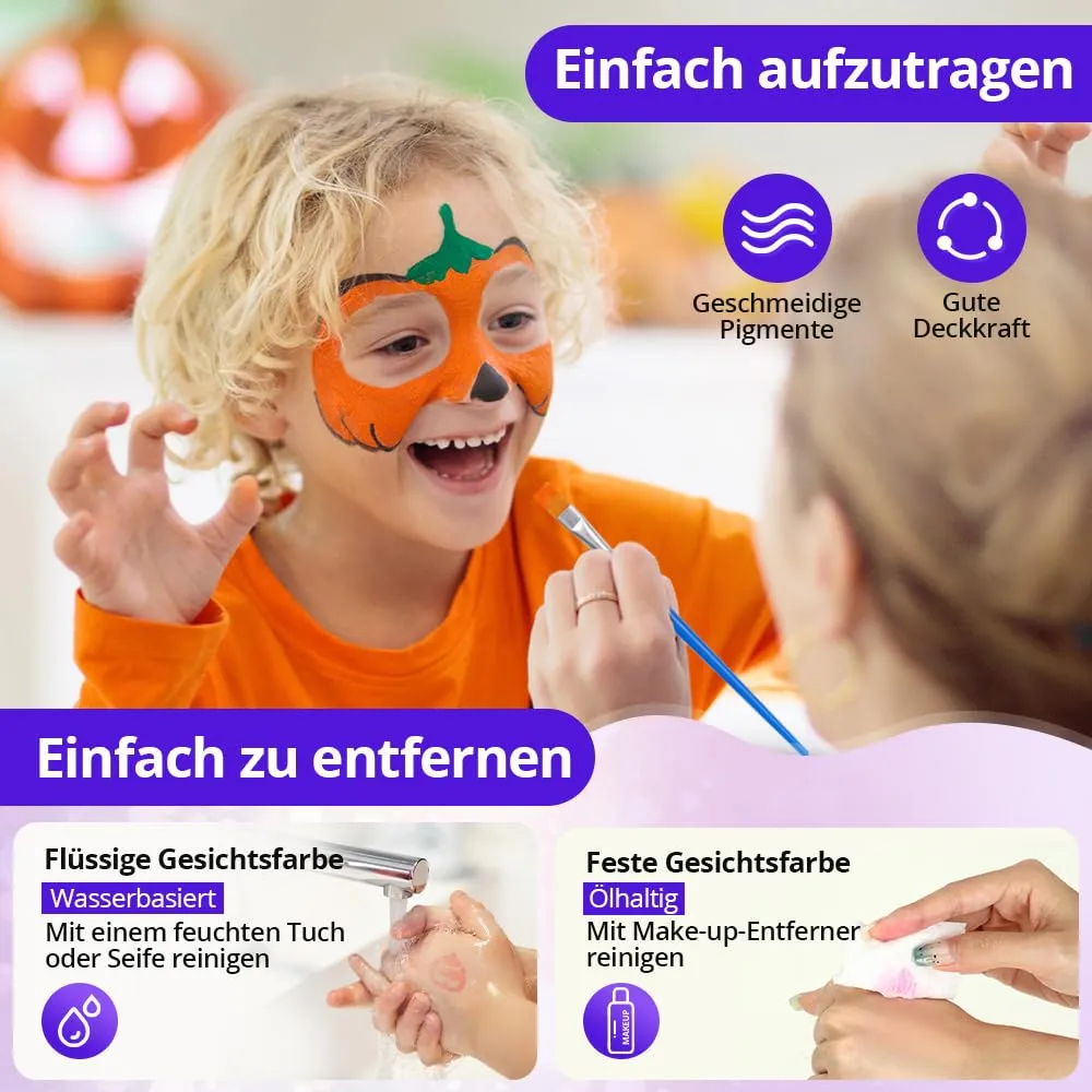 Janolia Gesichtsfarbe Kinderschminke Set 14 Farben UV-aktiv