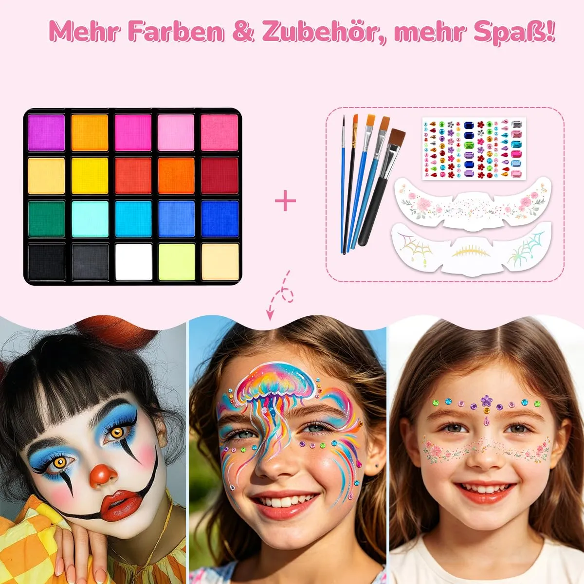 Janolia Kinderschminke Set Gesichtsfarben 48 Farben Wasserbasis