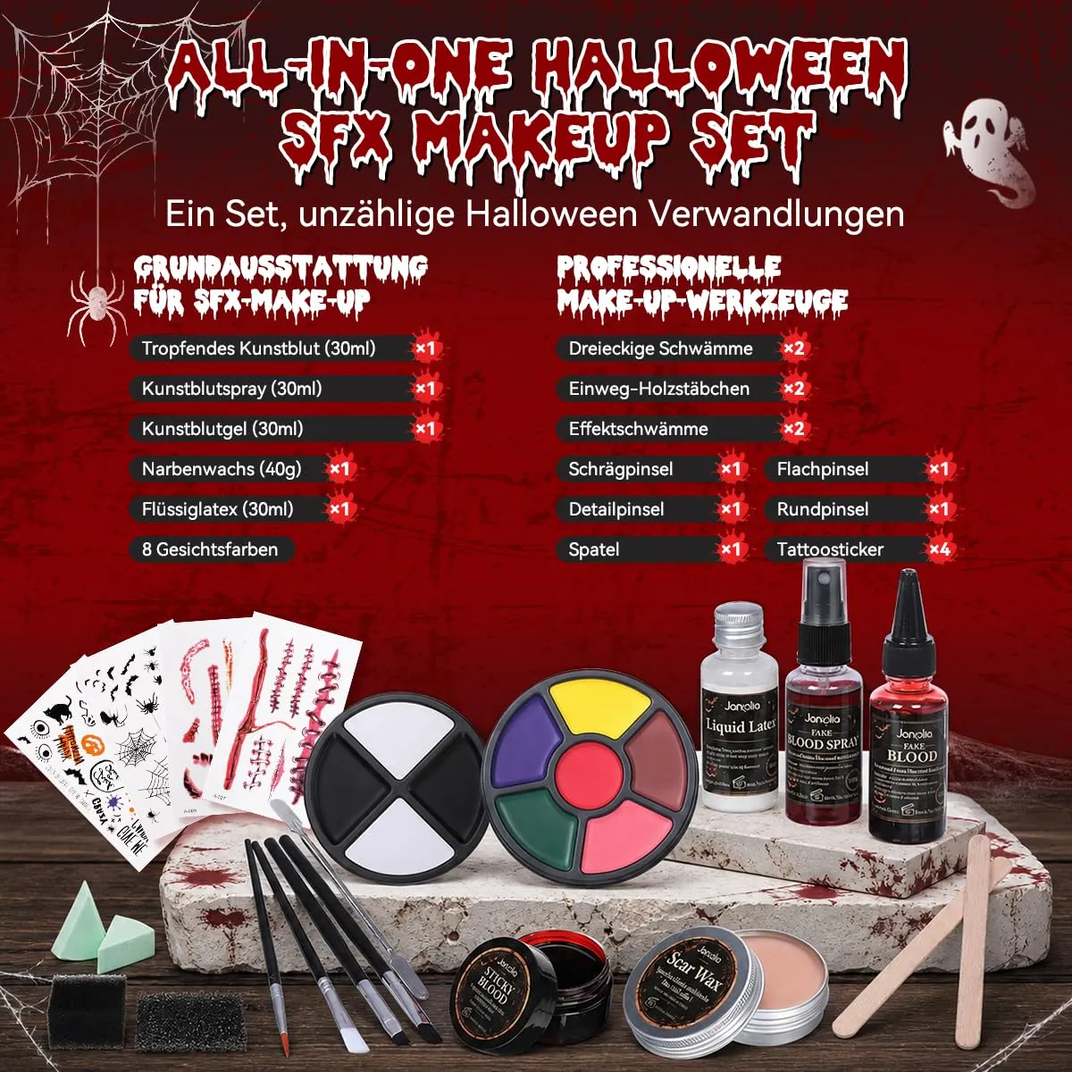 Janolia Halloween Schminke Set SFX Spezialeffekte