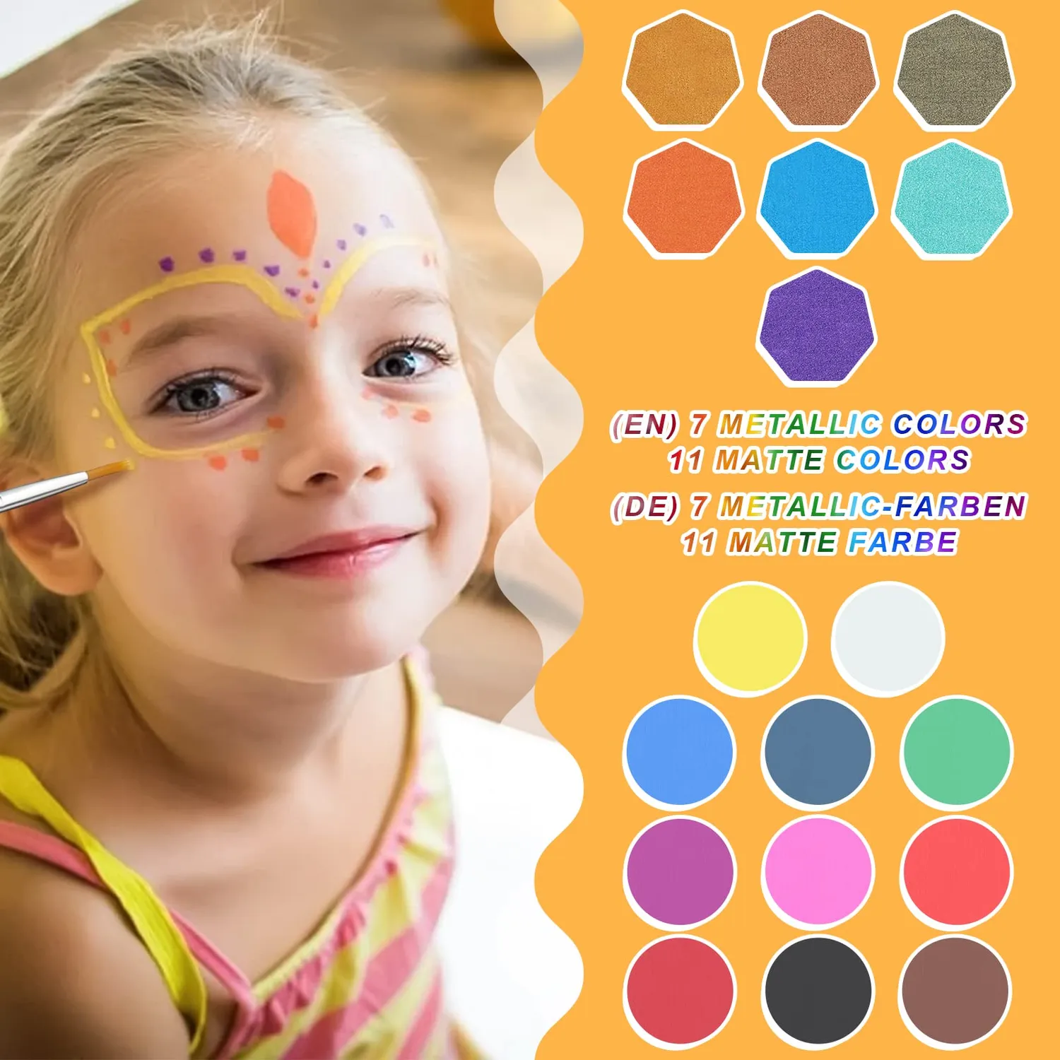 Janolia Kinderschminken Set Erdfarbe 18 Farben mit Pinsel
