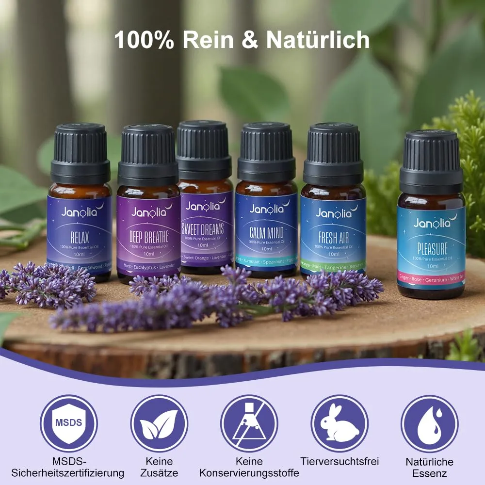 Janolia Ätherische Öle Duftöl Set 6x10ml für Diffuser
