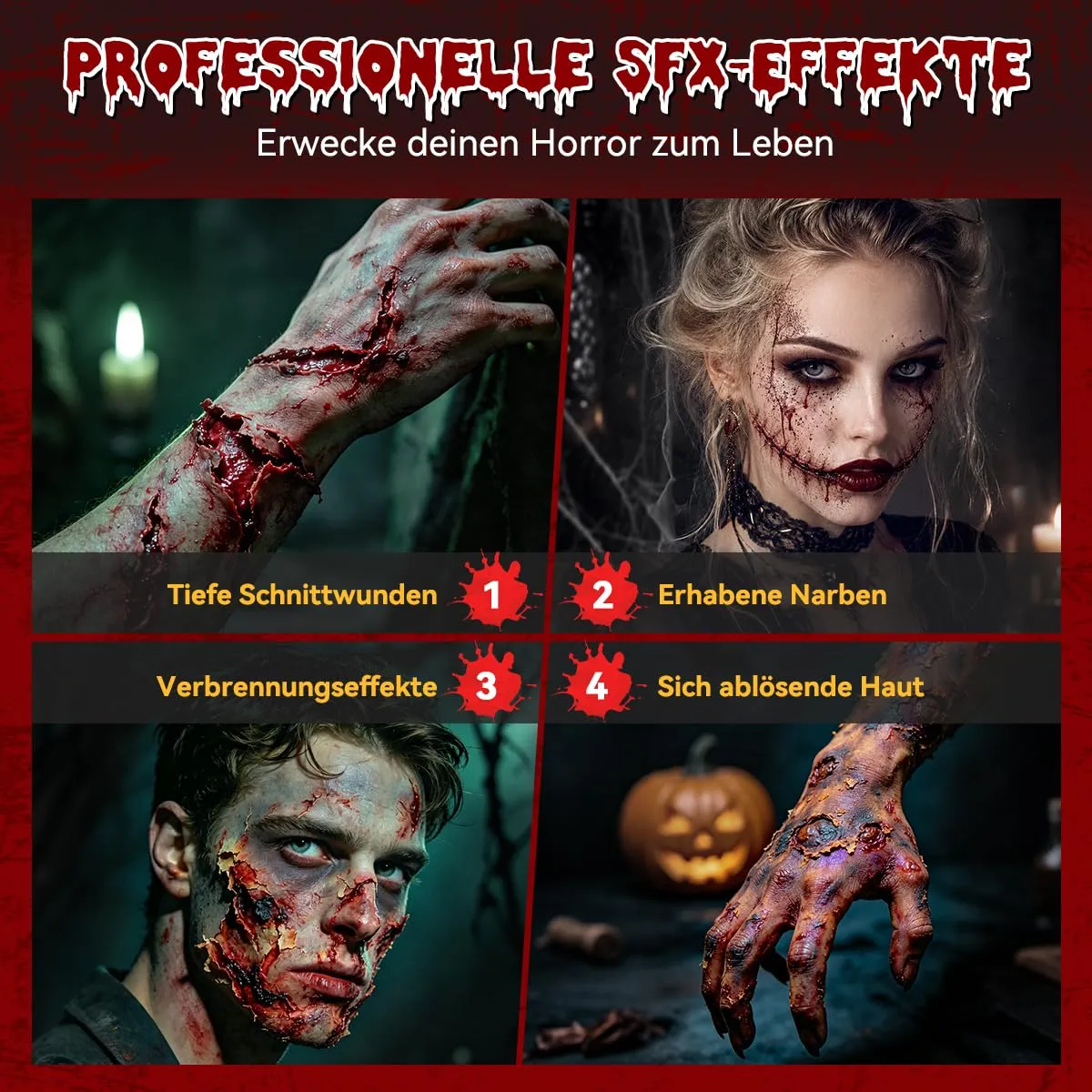 Janolia Halloween Schminke Set SFX Spezialeffekte