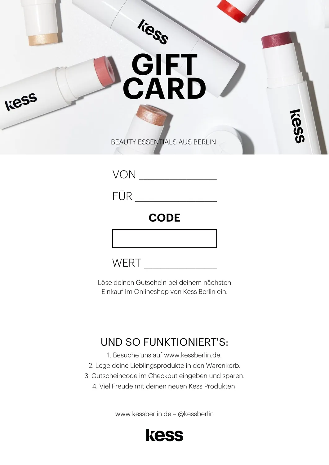 Kess Berlin Digitaler Geschenkgutschein 10 € Gutschein