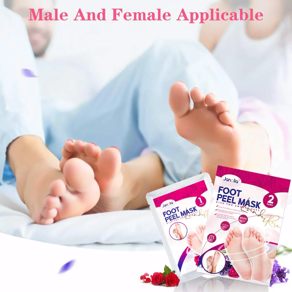 Janolia Fußmaske Peeling Socken 2 Paar Lavendel Rose