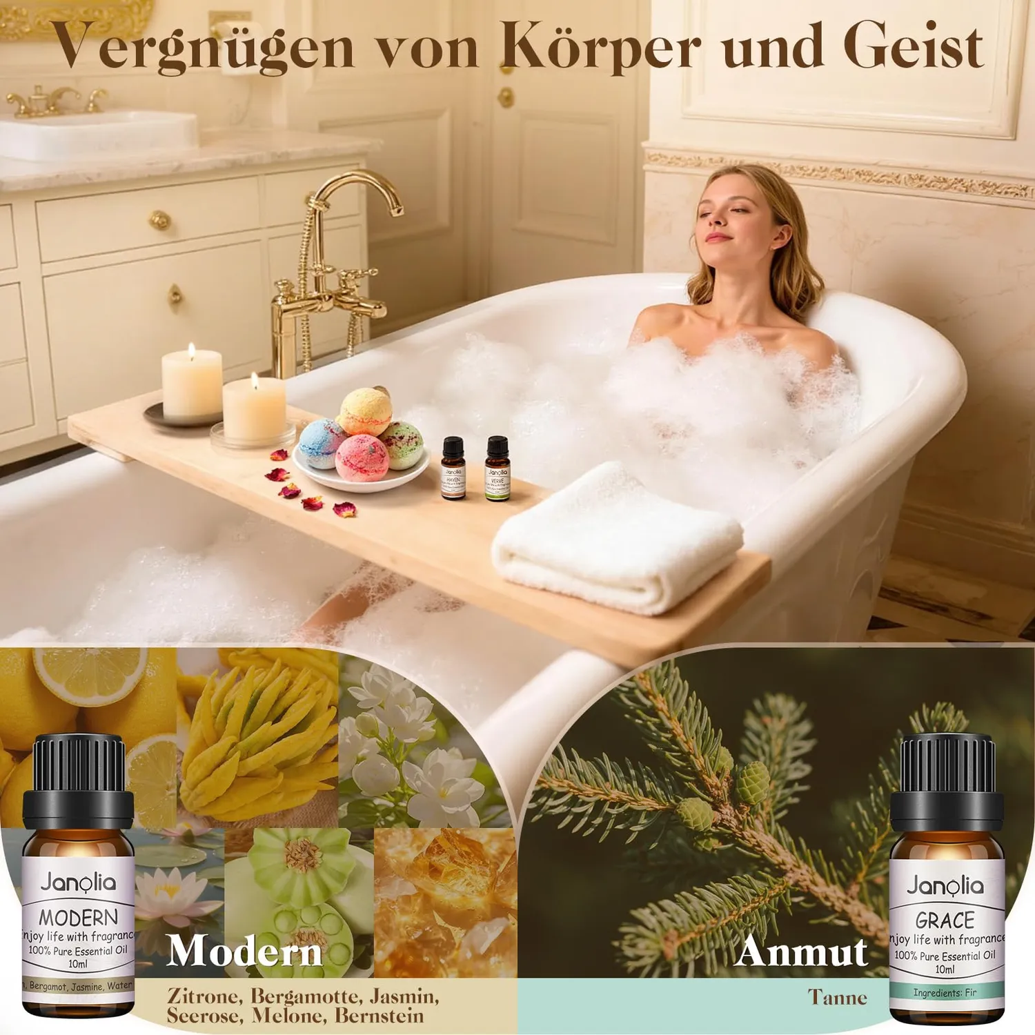 Janolia Ätherische Öle Duftöl Set 6x10ml Diffuser