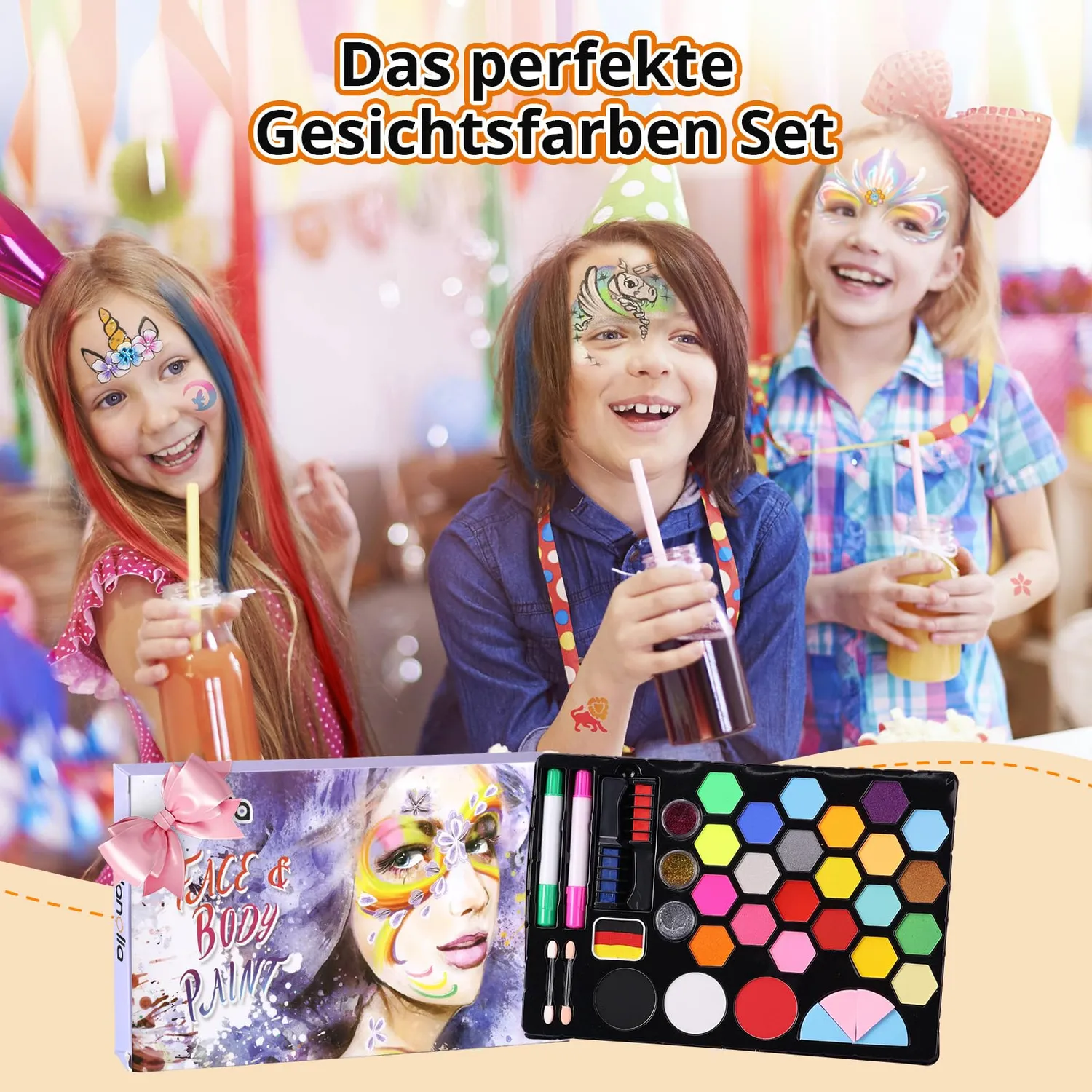 Janolia Gesichtsfarben Kinderschminke Set 25 Farben Wasserbasis