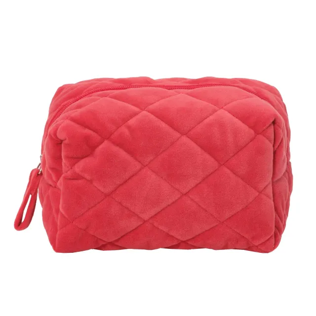 ARDECO Velvet Kosmetiktasche Rot Samt 27 cm elegant