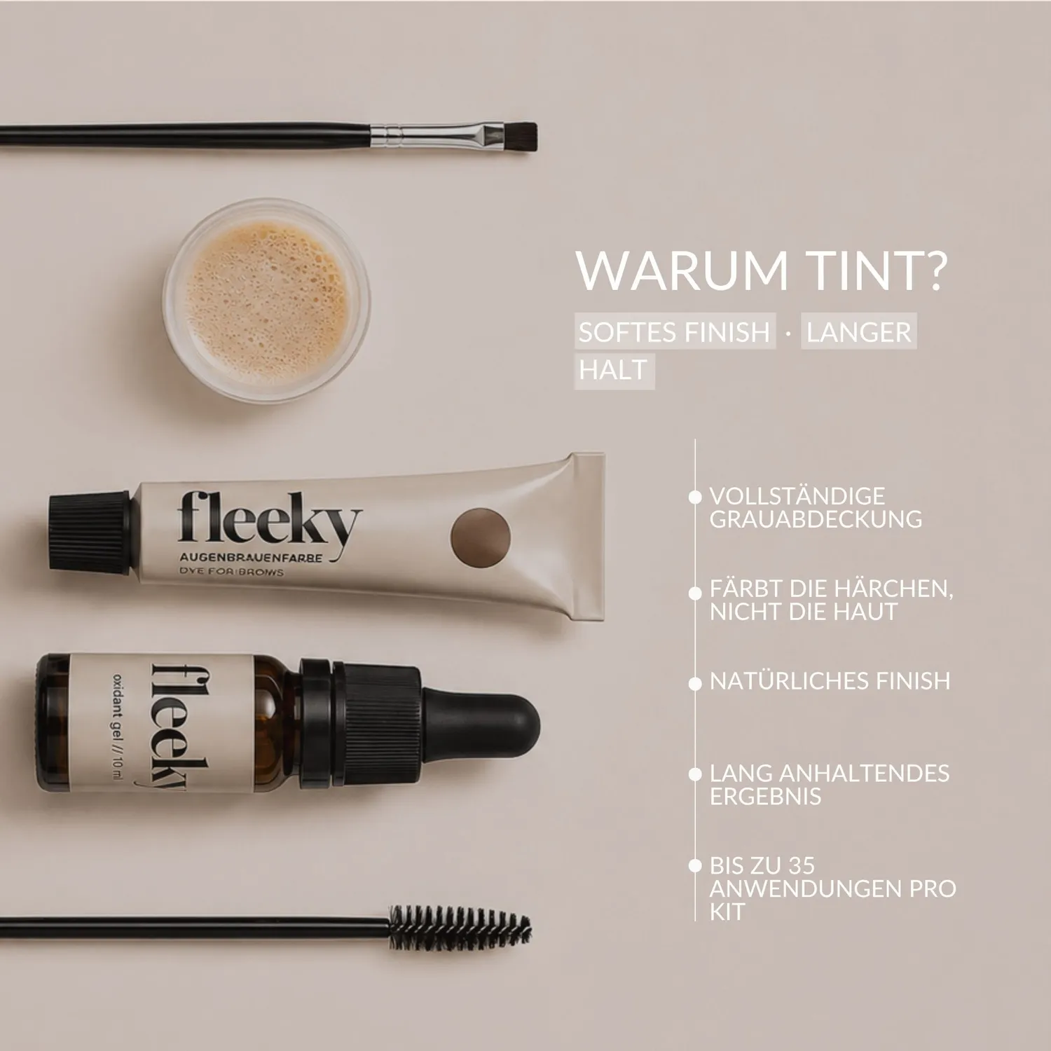 fleeky Brow Tint Kit Augenbrauenfarbe Braun Set wischfest