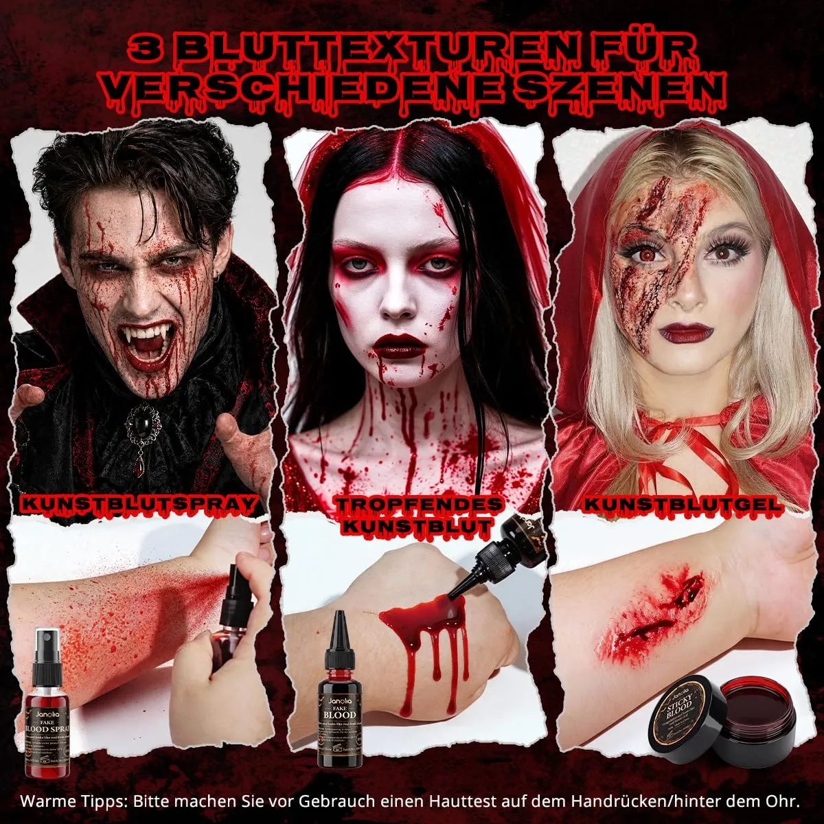 Janolia SFX02 Kunstblut Set 3x30ml auswaschbar