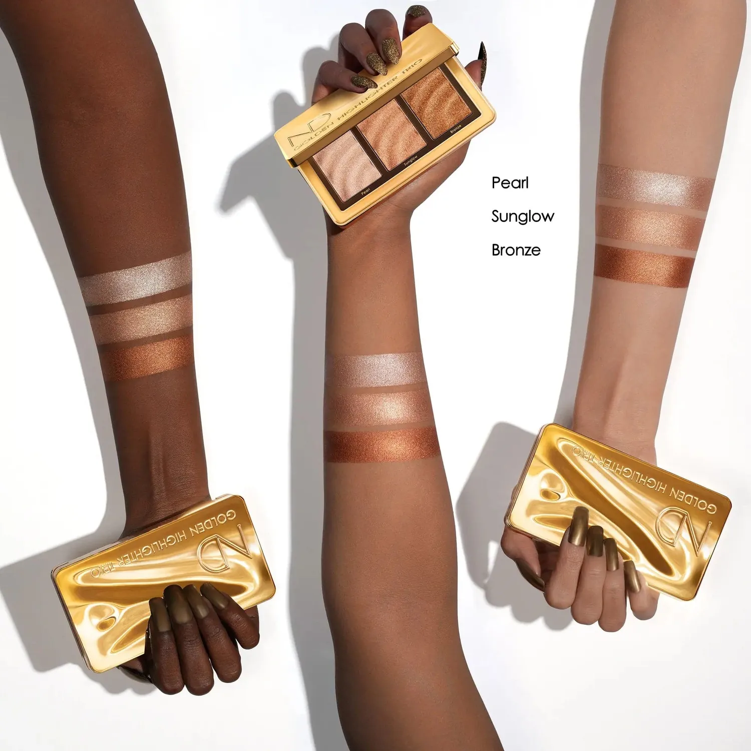 Natasha Denona Golden Highlighter Trio Palette 3x2g foil-finish