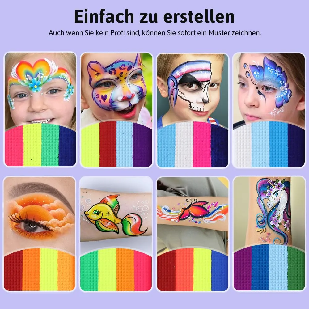 Janolia Gesichtsfarbe Kinderschminke Set Regenbogen UV 10tlg