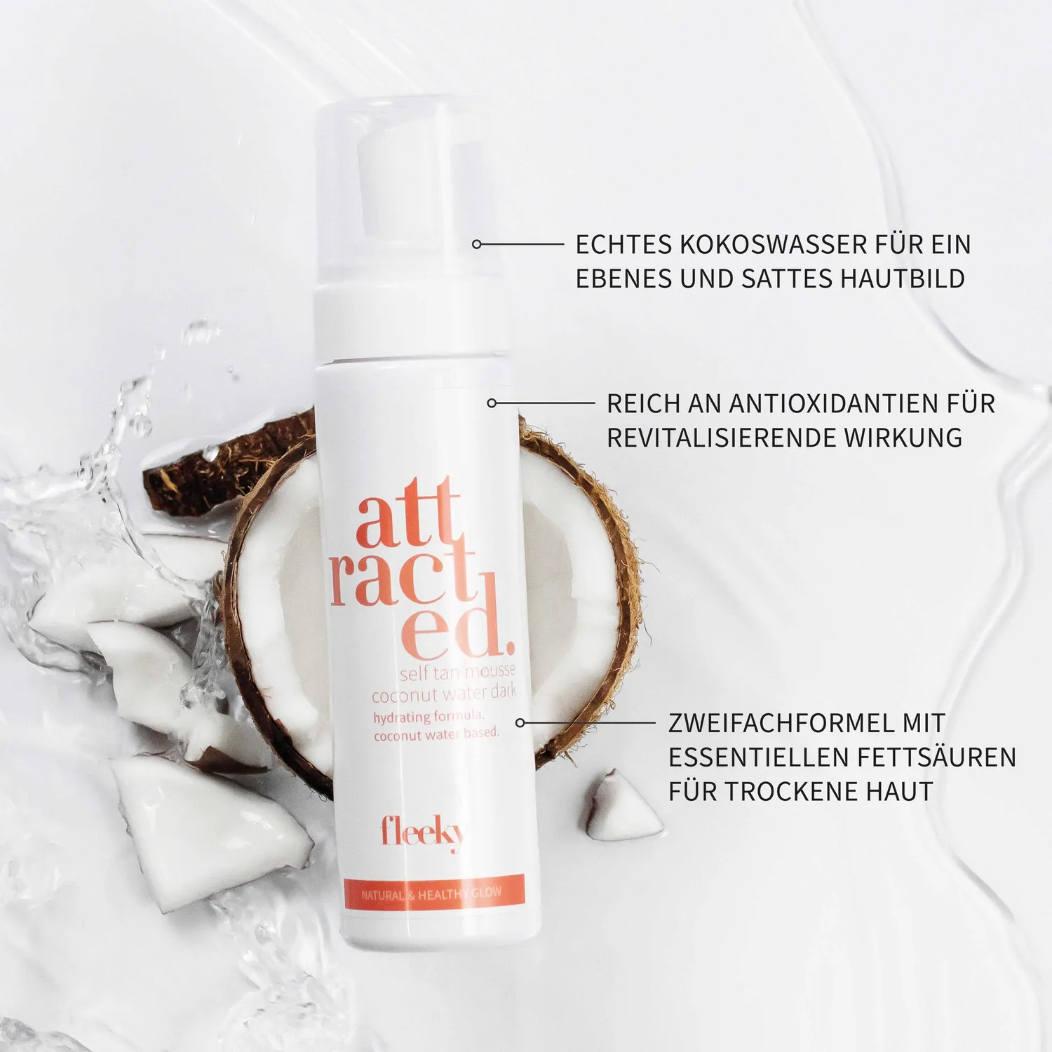 fleeky Self Tan Mousse Kokos Selbstbräuner dunkelbraun