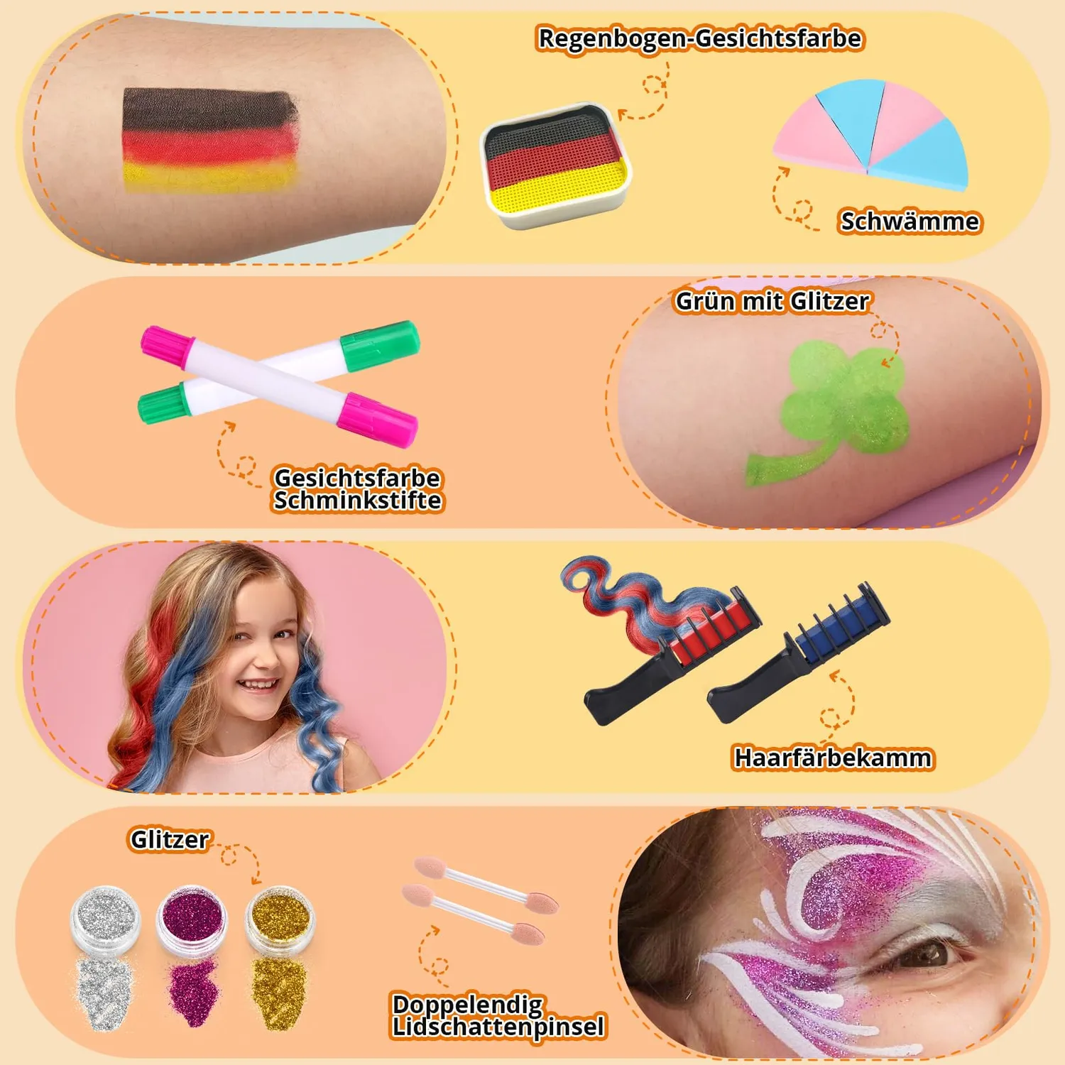 Janolia Gesichtsfarben Kinderschminke Set 25 Farben Wasserbasis